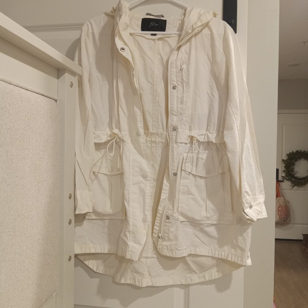 GREAT Cream J. Crew Perfect Rain Jacket Medium Petite - Picture 2 of 4